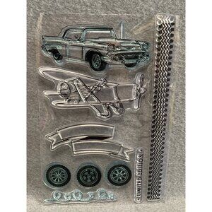 Vintage Car & Airplane Clear Stamps - Limited Edition Scrapbooking & Craft Suppl
